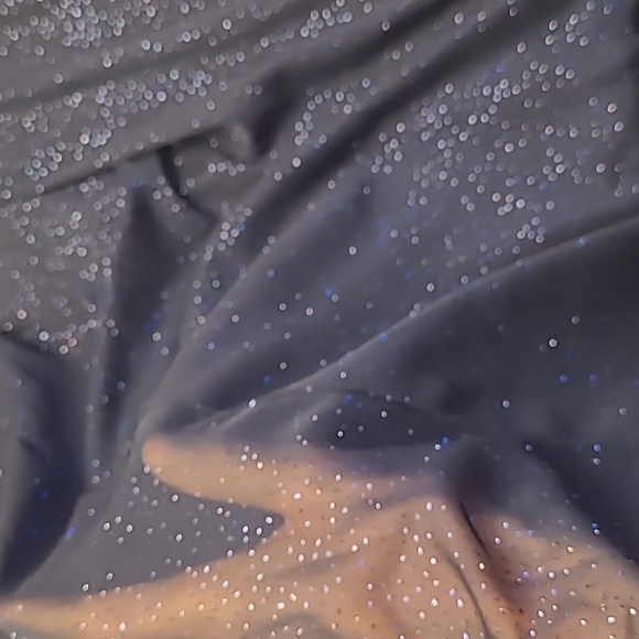 NWOT DB Studio Navy and Silver Glitter High Neck Maxi Gown - Picture 10 of 16